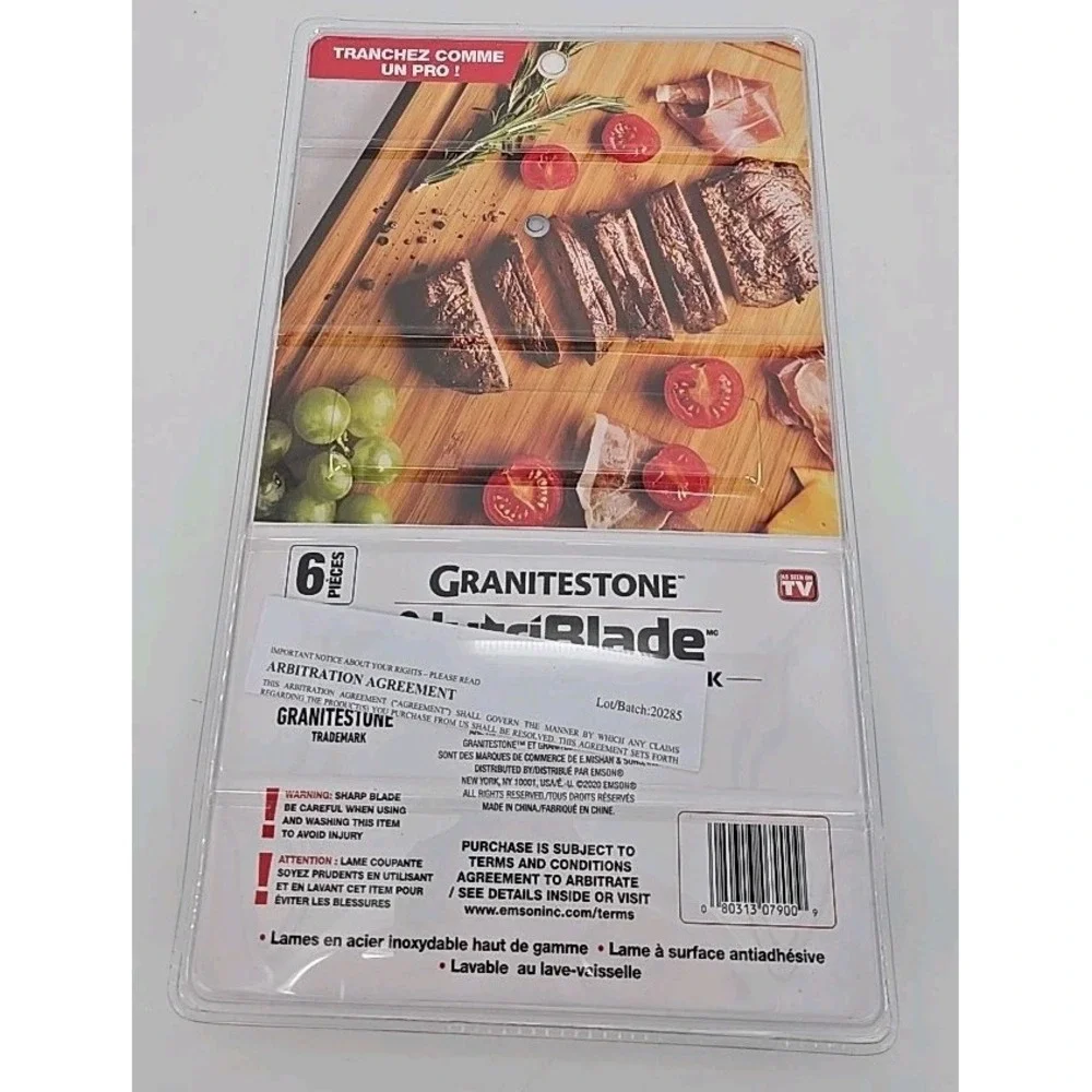 NEW Granitestone NutriBlade 6pc Stainless Steel Steak Knife Set Rust-Proof BLACK